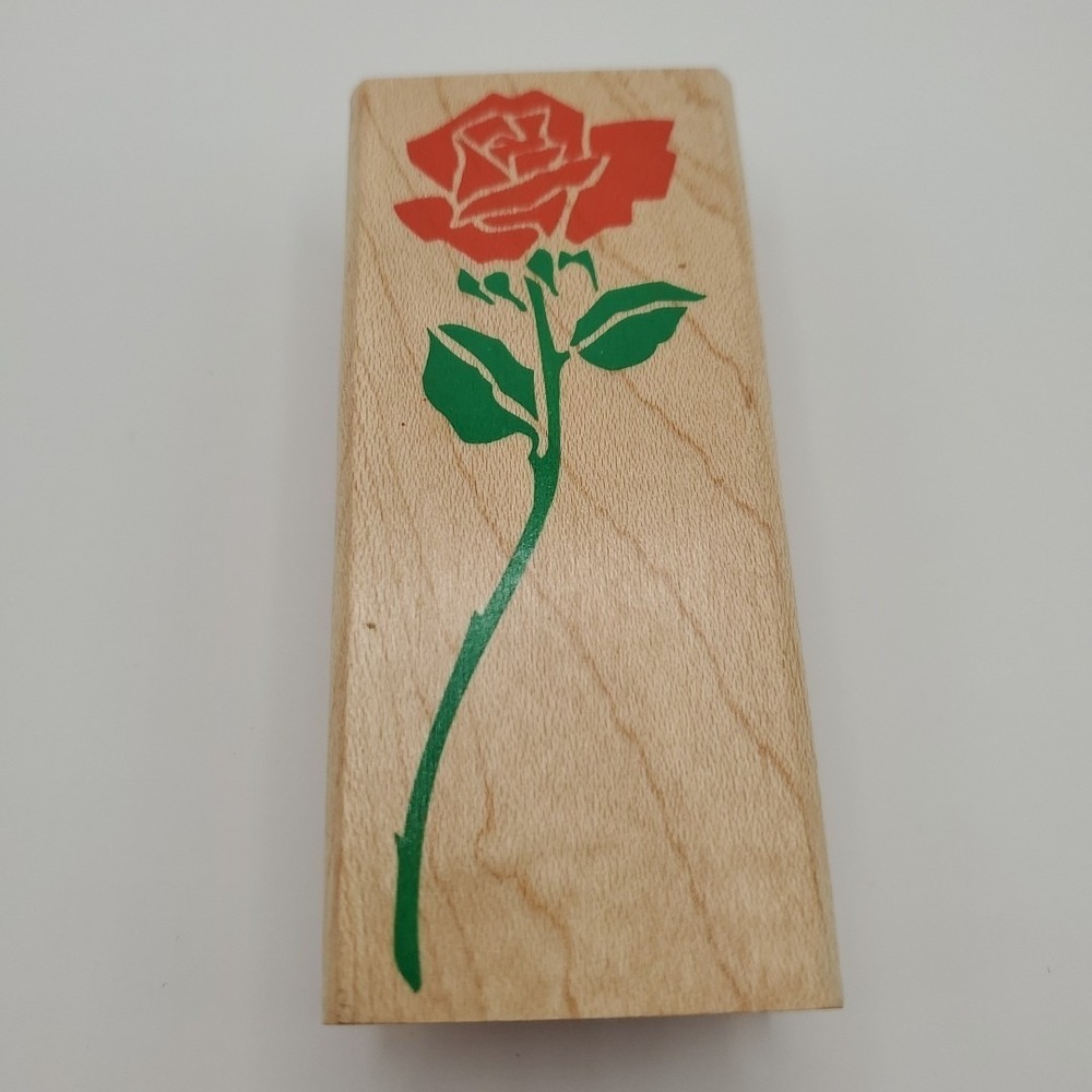 Posh Impressions Rubber Stampede Long Stemmed Rose Wood Rubber Stamp Z-348-E 199